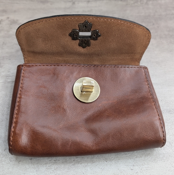 Patricia Nash Small Brown Leather Pouch Mini Purse Bag Insert Coin Purse Wallet - Picture 9 of 14